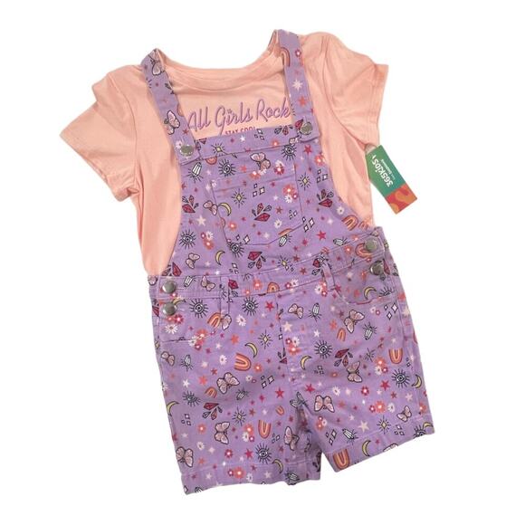 365 Kids Garanimals Girls Size 7 Shortall Purple Pink Set 2-Piece shorts shirt - Picture 13 of 13